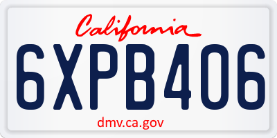 CA license plate 6XPB406
