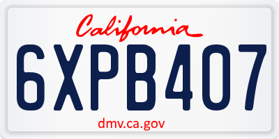 CA license plate 6XPB407