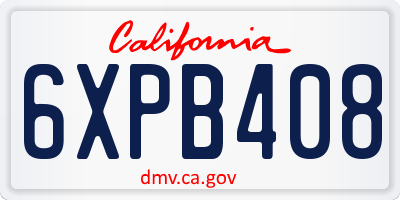 CA license plate 6XPB408