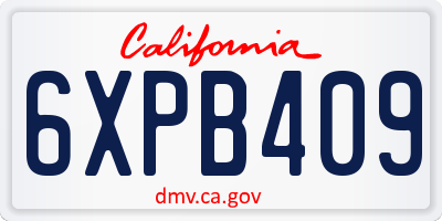 CA license plate 6XPB409