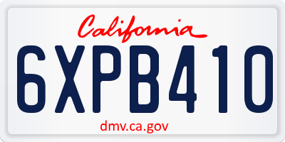 CA license plate 6XPB410
