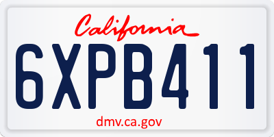 CA license plate 6XPB411