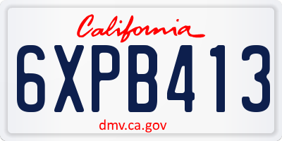 CA license plate 6XPB413