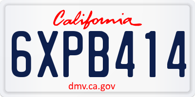 CA license plate 6XPB414
