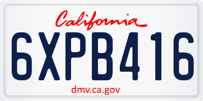 CA license plate 6XPB416