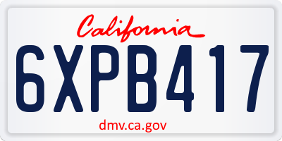 CA license plate 6XPB417