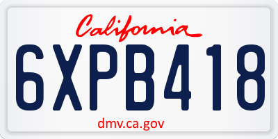 CA license plate 6XPB418