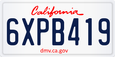 CA license plate 6XPB419