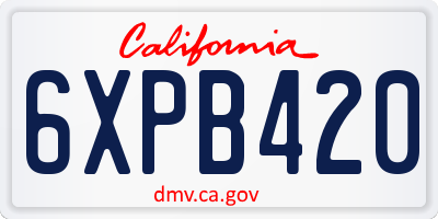 CA license plate 6XPB420