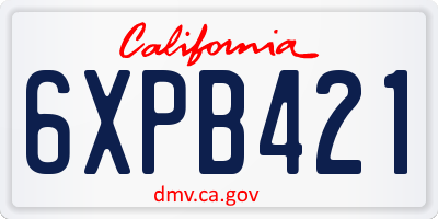 CA license plate 6XPB421