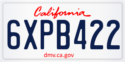 CA license plate 6XPB422