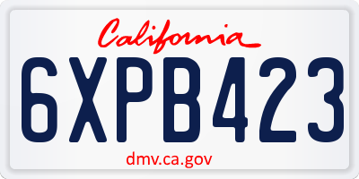 CA license plate 6XPB423