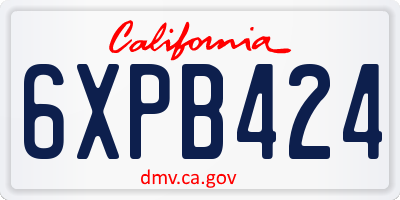 CA license plate 6XPB424