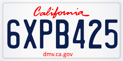 CA license plate 6XPB425