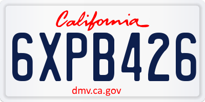 CA license plate 6XPB426