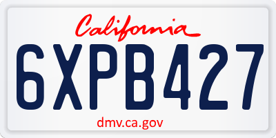CA license plate 6XPB427