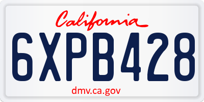 CA license plate 6XPB428