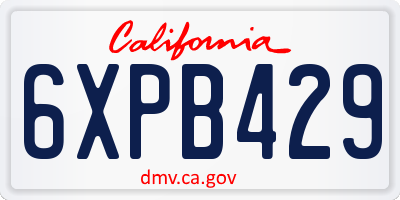 CA license plate 6XPB429