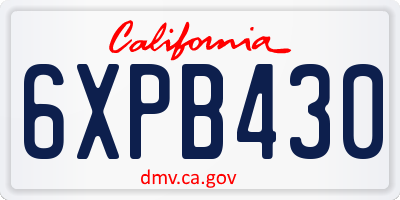 CA license plate 6XPB430