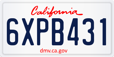CA license plate 6XPB431