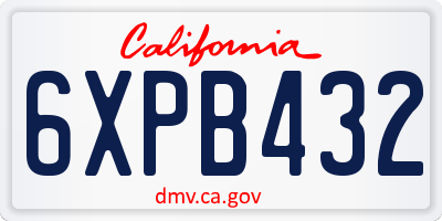 CA license plate 6XPB432