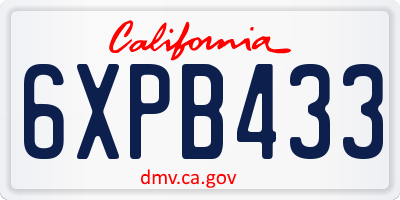 CA license plate 6XPB433