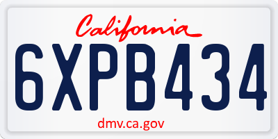 CA license plate 6XPB434