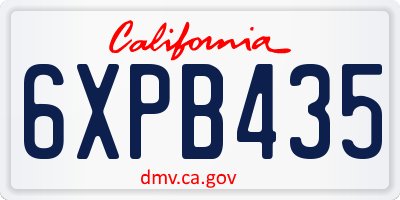 CA license plate 6XPB435