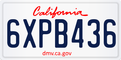 CA license plate 6XPB436