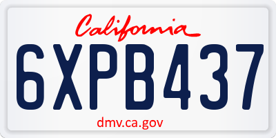 CA license plate 6XPB437