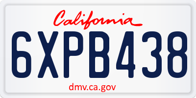CA license plate 6XPB438