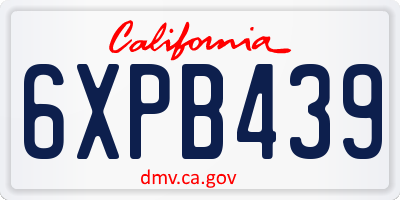CA license plate 6XPB439