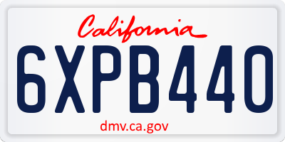CA license plate 6XPB440