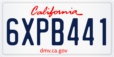 CA license plate 6XPB441