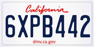 CA license plate 6XPB442