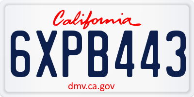 CA license plate 6XPB443