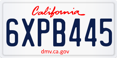 CA license plate 6XPB445