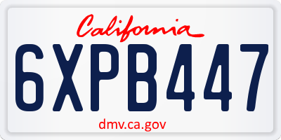 CA license plate 6XPB447