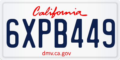 CA license plate 6XPB449