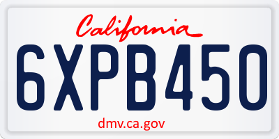CA license plate 6XPB450