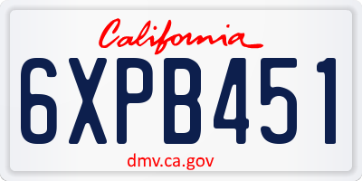 CA license plate 6XPB451