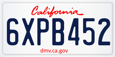 CA license plate 6XPB452
