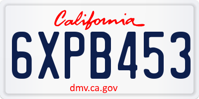 CA license plate 6XPB453