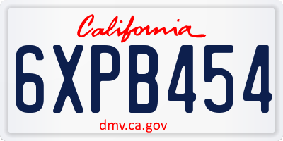 CA license plate 6XPB454