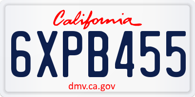 CA license plate 6XPB455