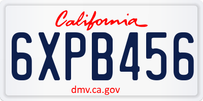 CA license plate 6XPB456
