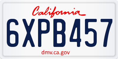 CA license plate 6XPB457