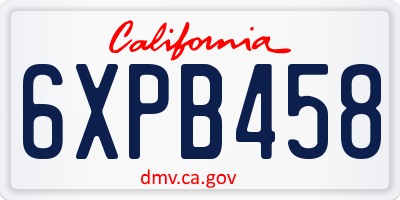 CA license plate 6XPB458