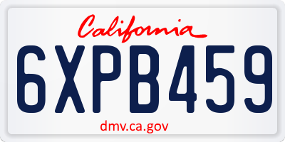 CA license plate 6XPB459
