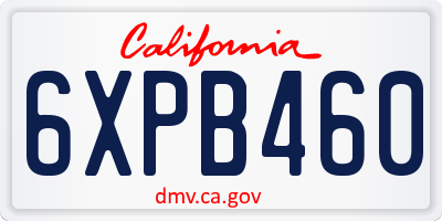 CA license plate 6XPB460